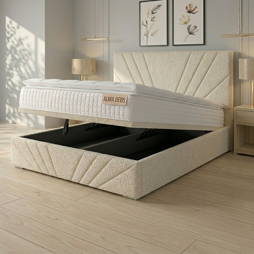 Cream Chenille Fiji Sunrise Ottoman Bed